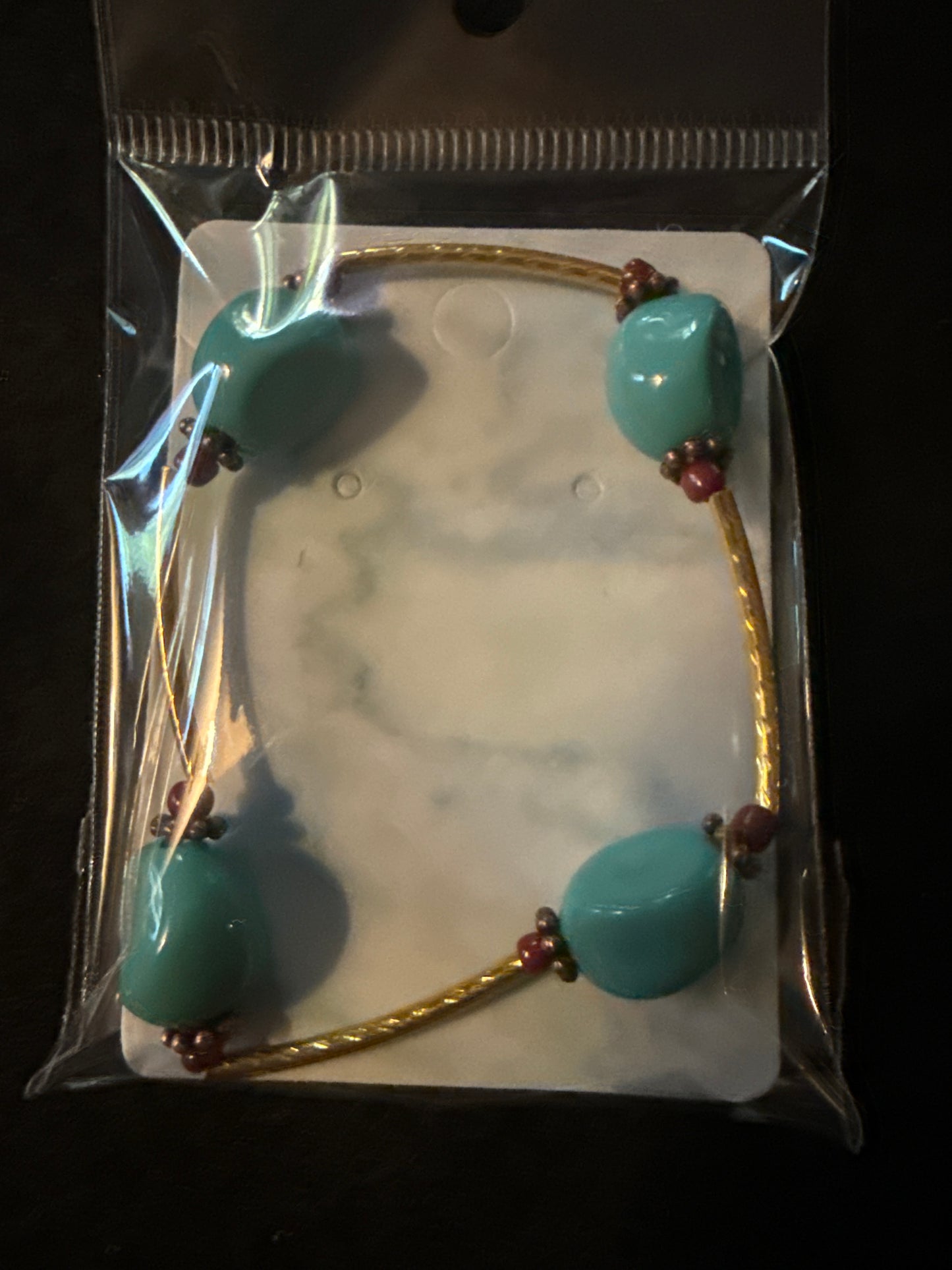 Turquoise Nugget with gold blessing bracelet
