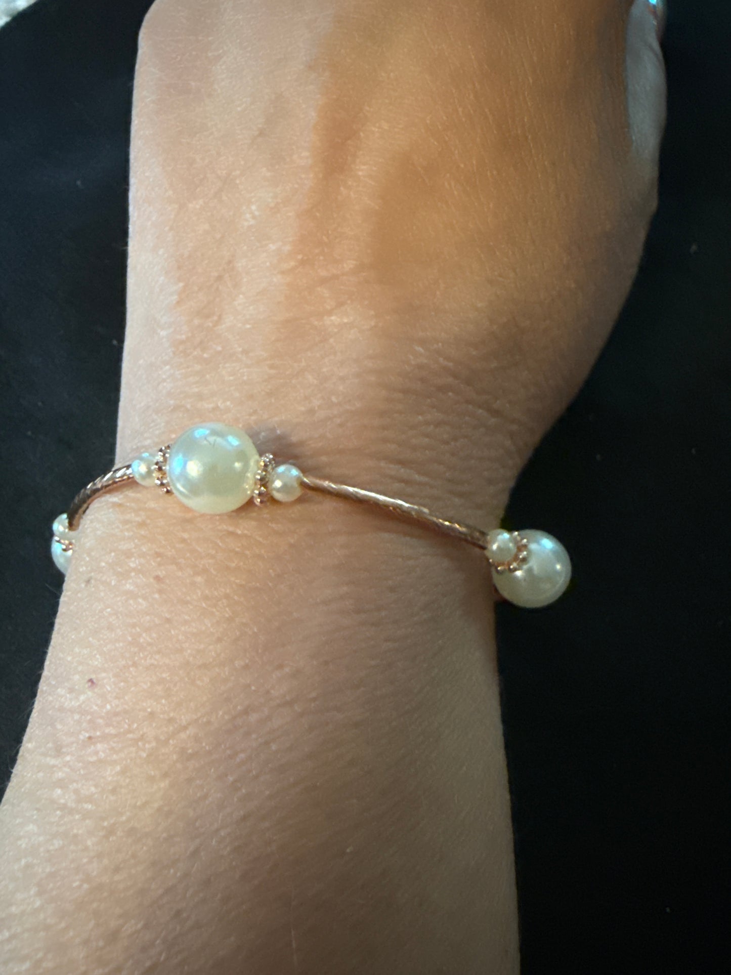 Pearl and rose gold blessing bracelet