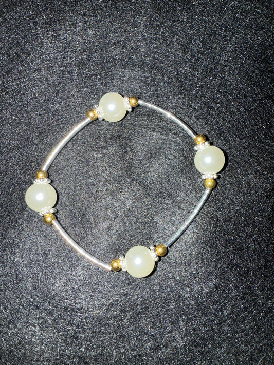 Pearl, Sliver & Gold Blessing Bracelet
