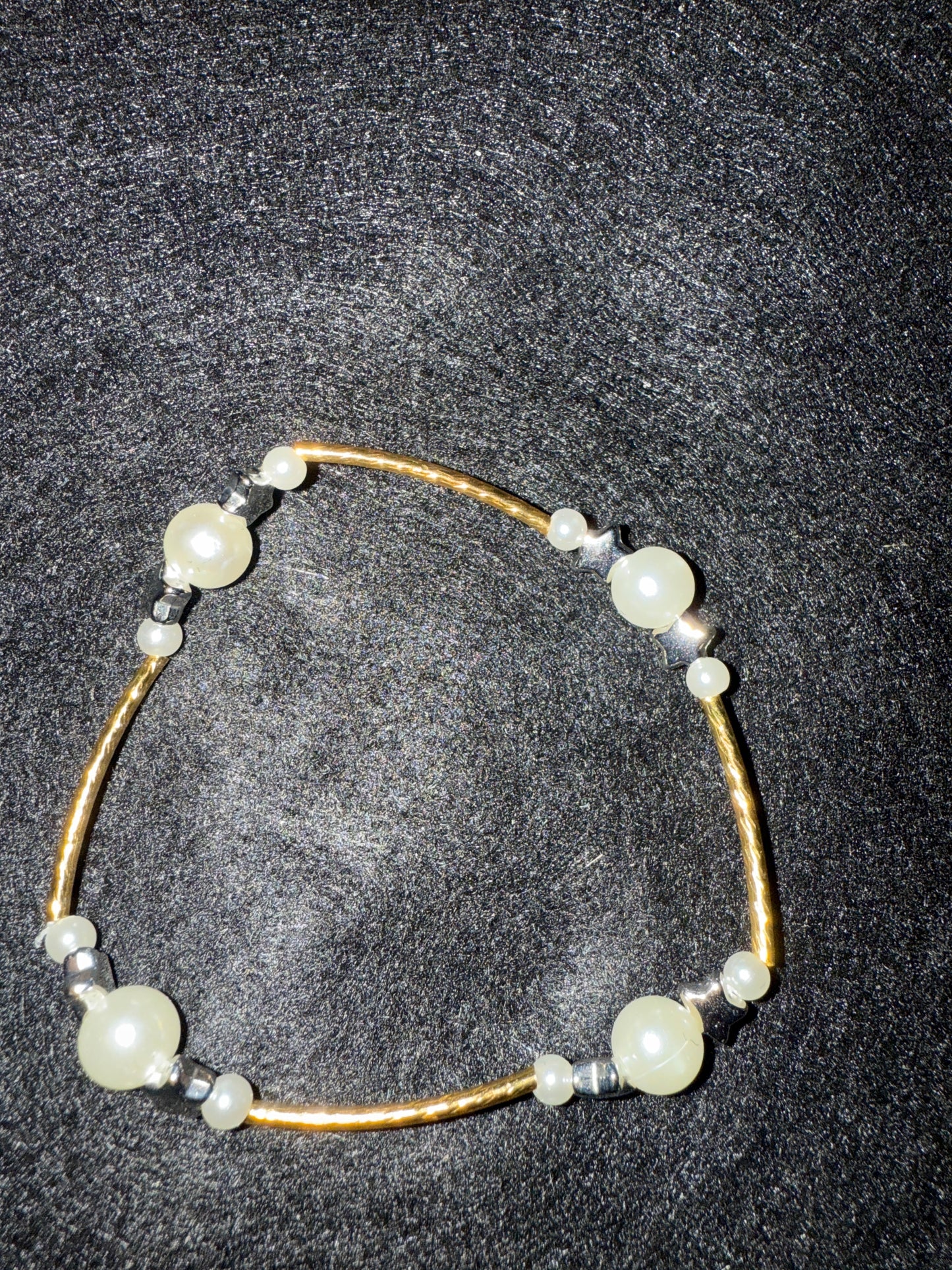 Pearl with silver stars and gold blessing bracelet