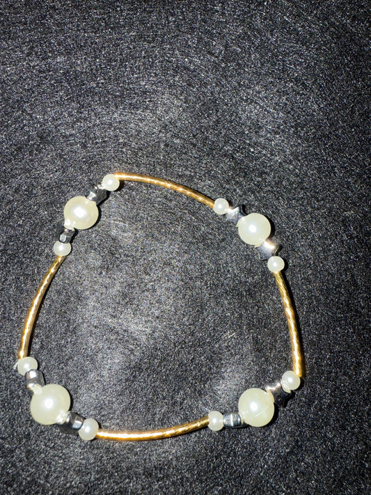 Pearl with silver stars and gold blessing bracelet