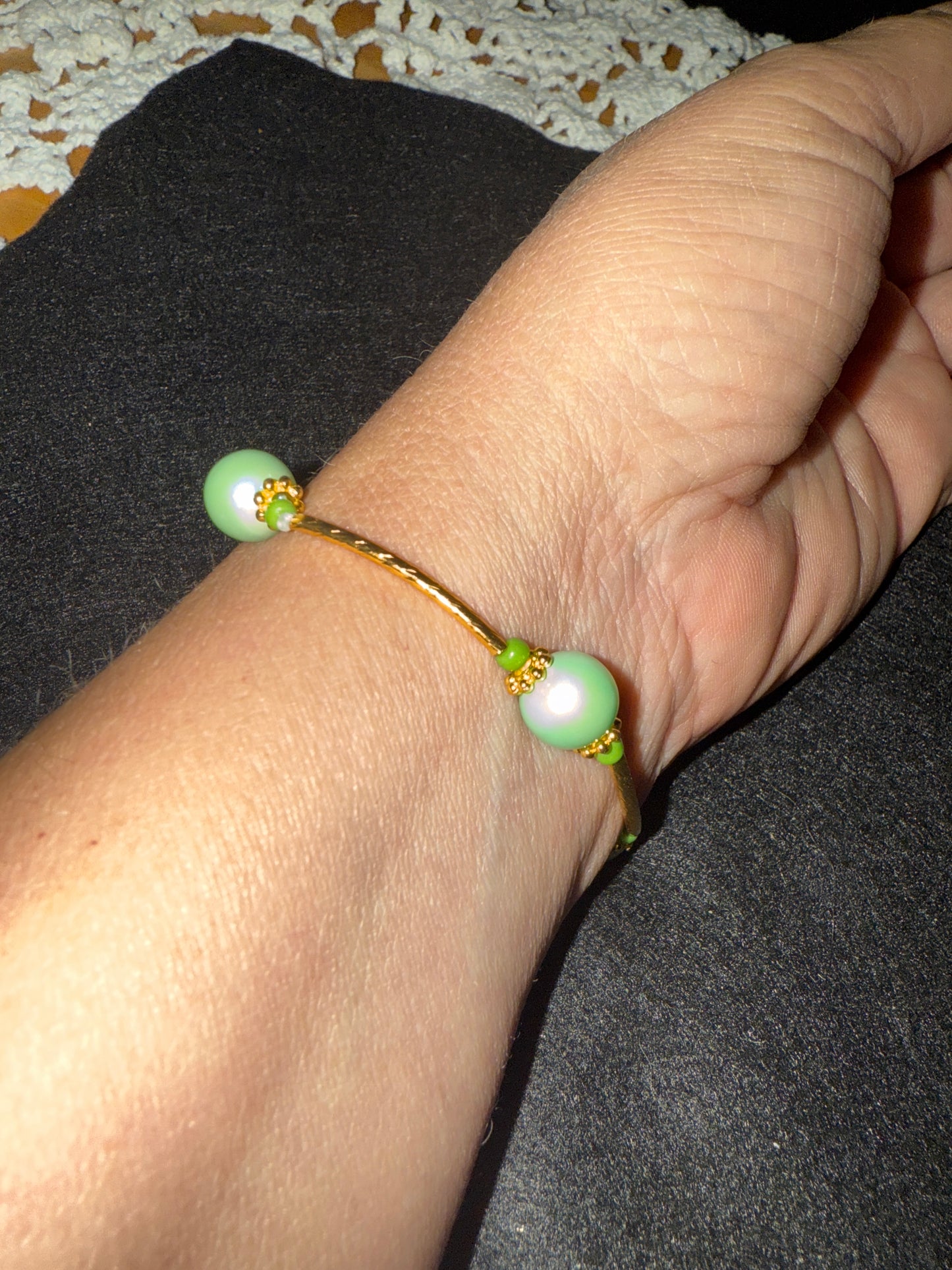 Seafoam Green and gold blessing bracelet