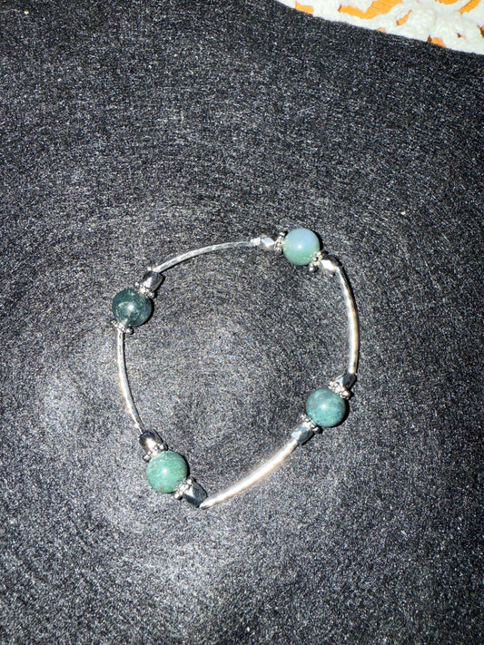 Brown, Green, tan bead blessing bracelet