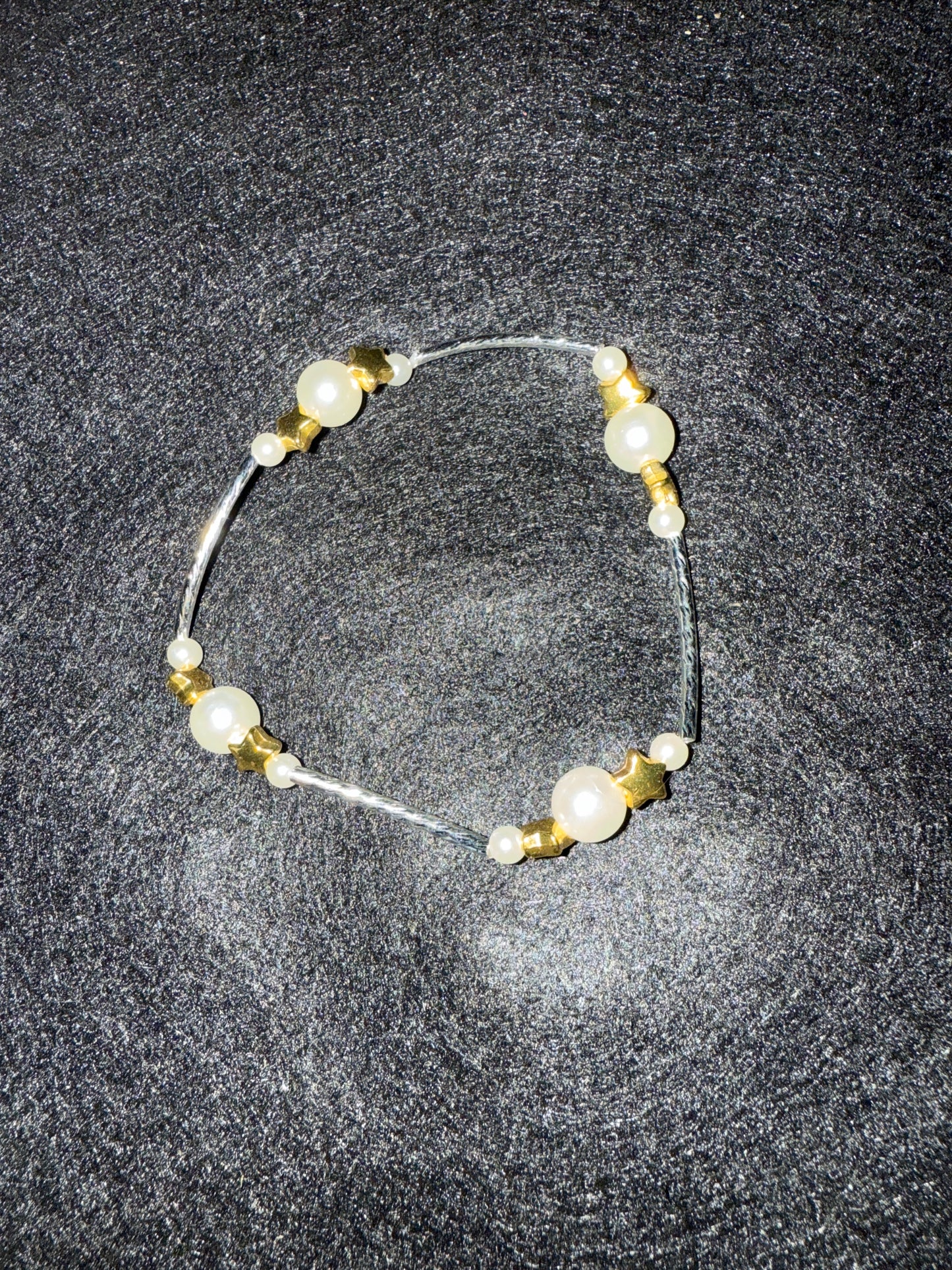 Pearl, gold star & silver blessing bracelet