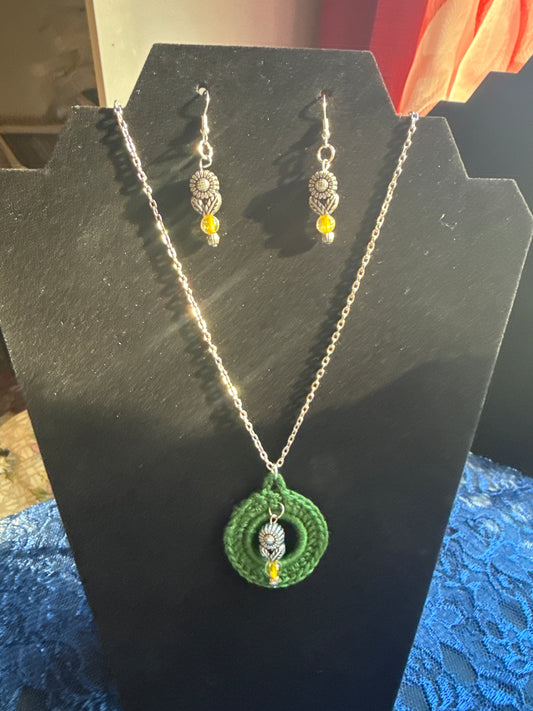 Flower necklace and earrings