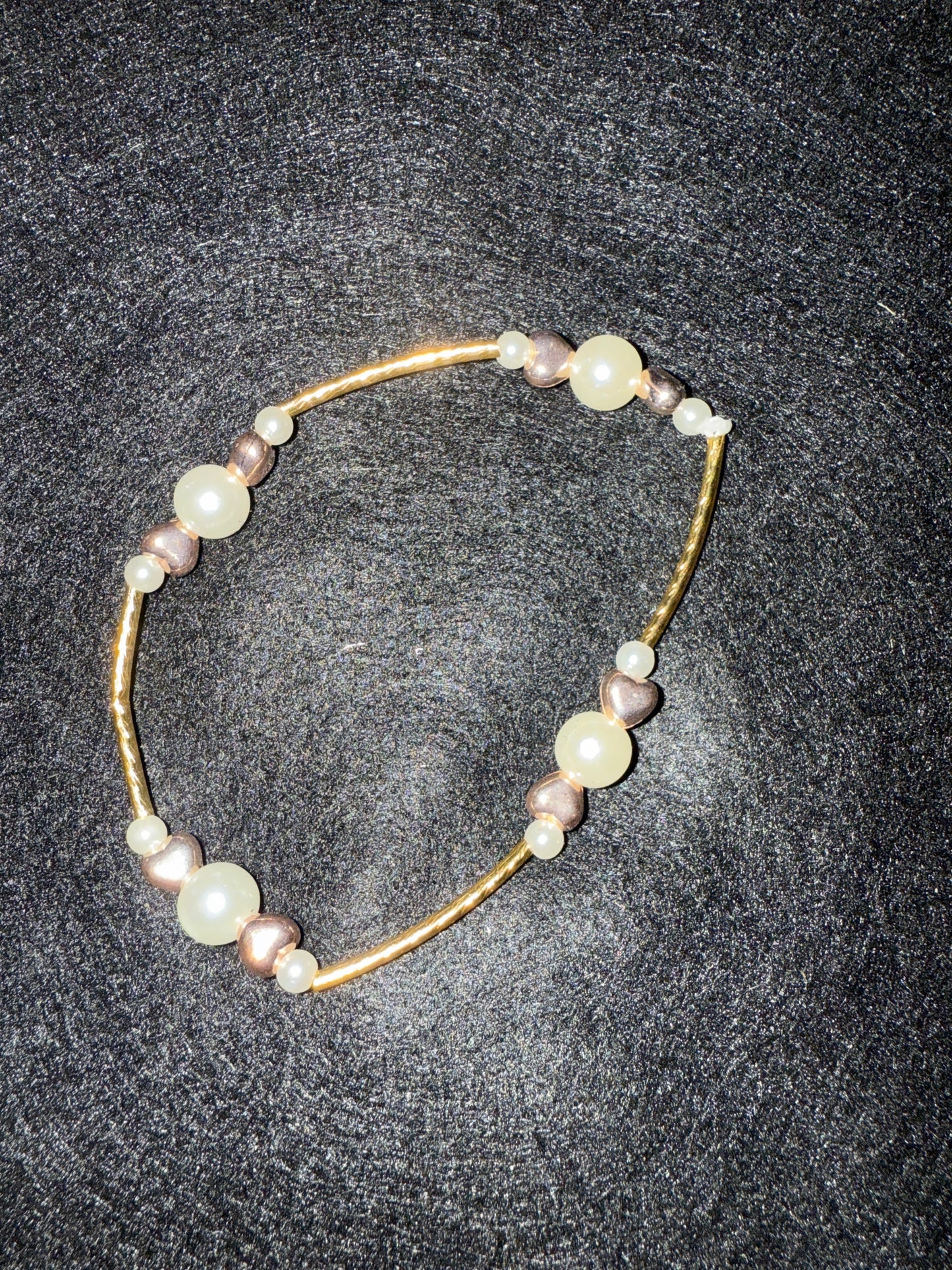 Pearl with rose gold heart blessing bracelet