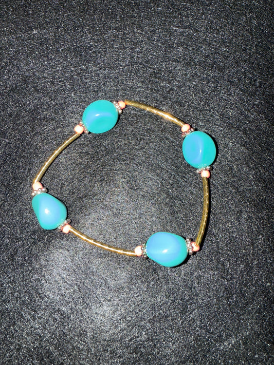 Turquoise Nugget with gold blessing bracelet