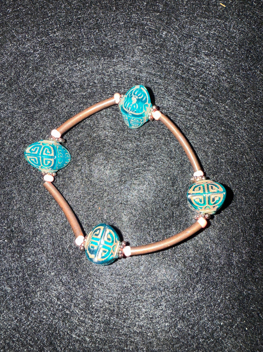 Large turquoise square blessing bracelet