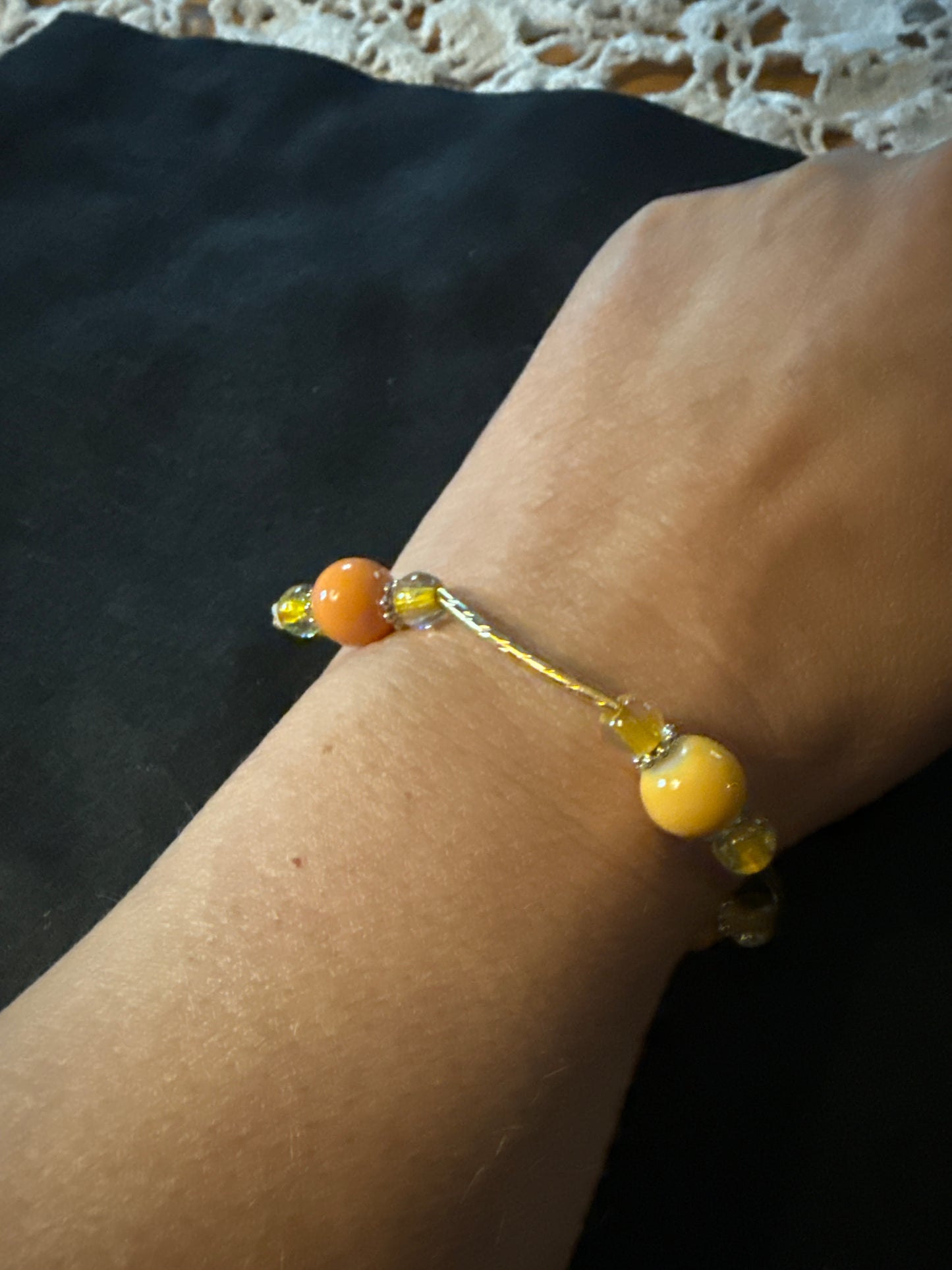 Peach and yellow blessing bracelet