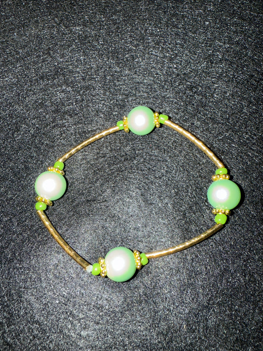 Seafoam Green and gold blessing bracelet