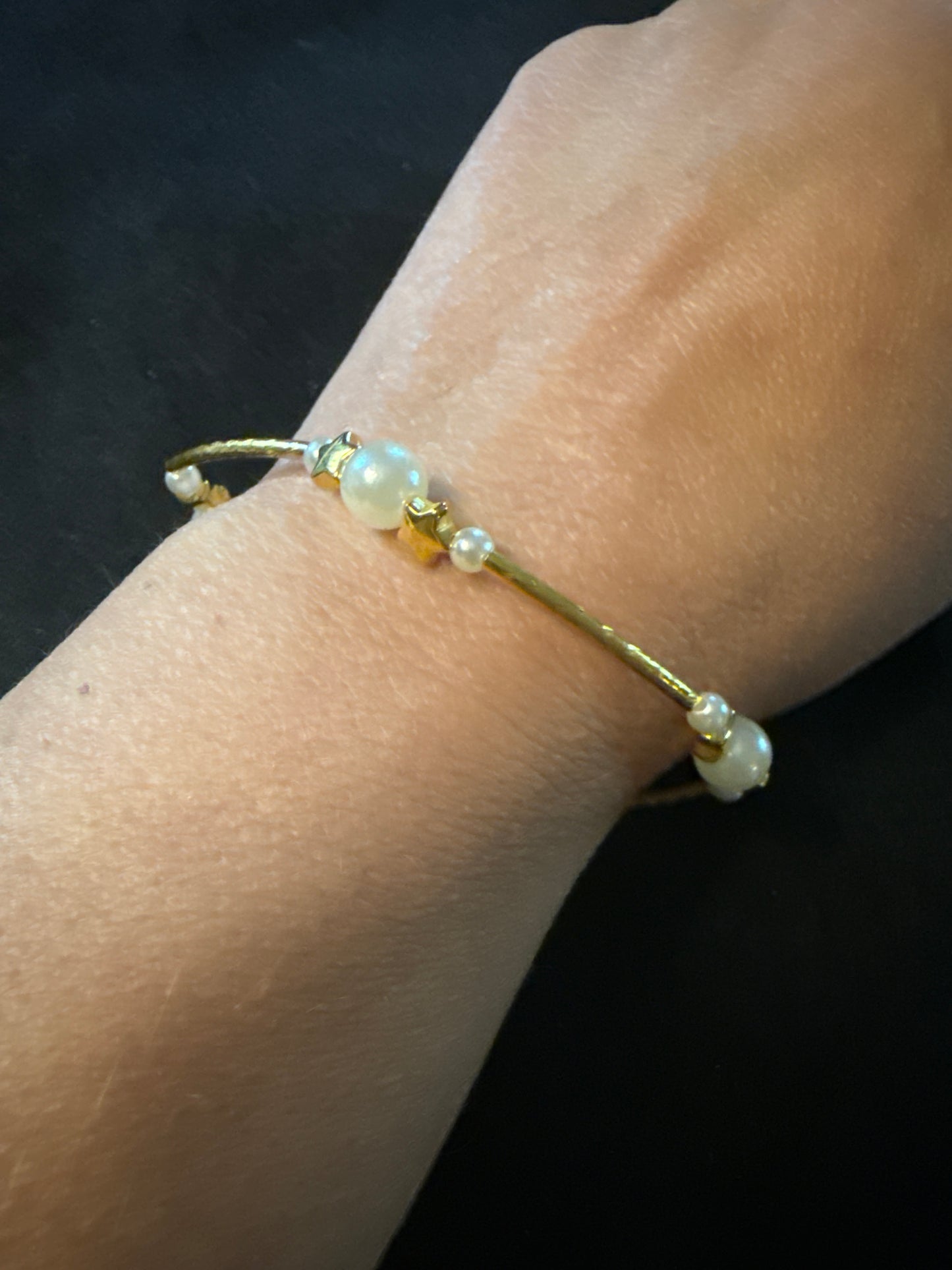 Pearl, gold star blessing bracelet