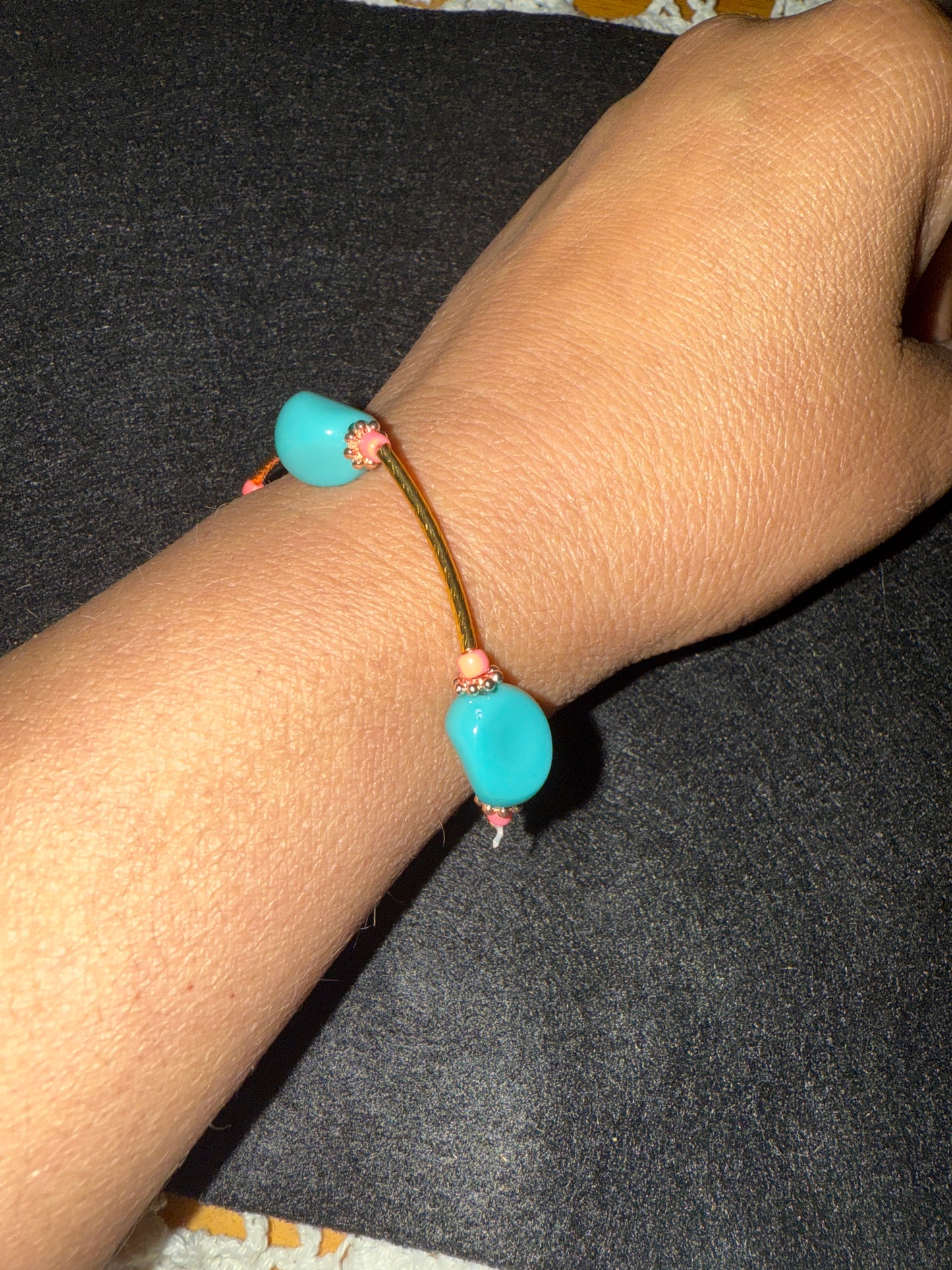 Turquoise Nugget with gold blessing bracelet