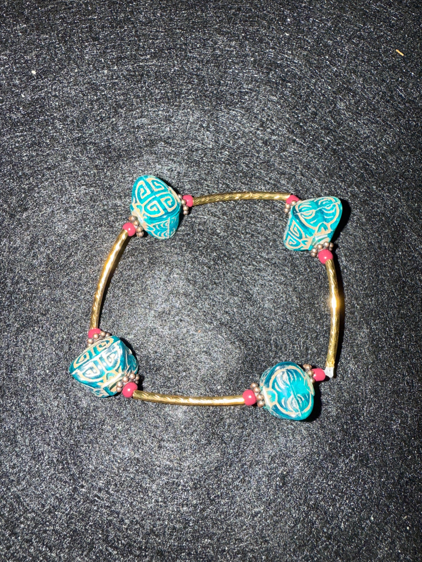 Large turquoise square blessing bracelet