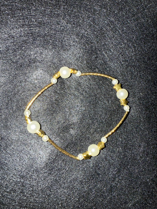 Pearl, gold star blessing bracelet